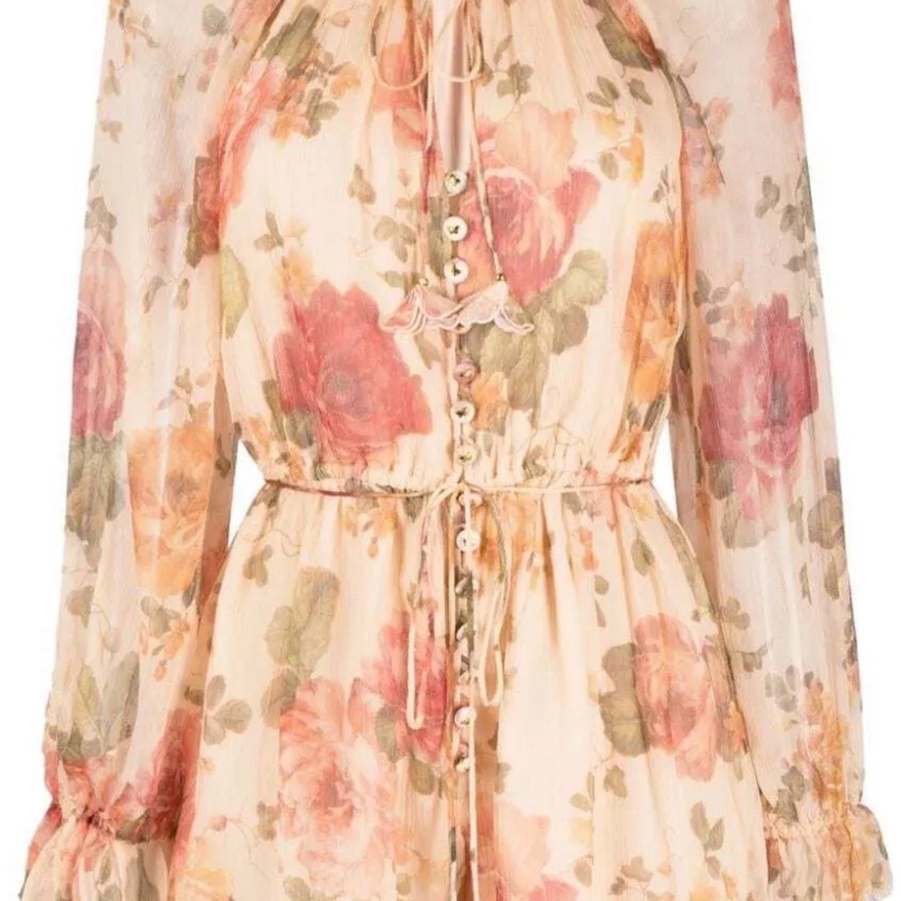 Zimmermann Floral Sheer Dress with Appliqué